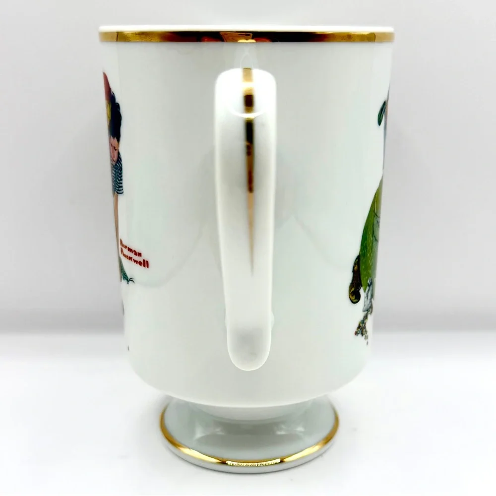 Vtg 1981 Danbury‎ Mint Norman Rockwell Porcelain Mug “Knuckles Down” Gold Trim